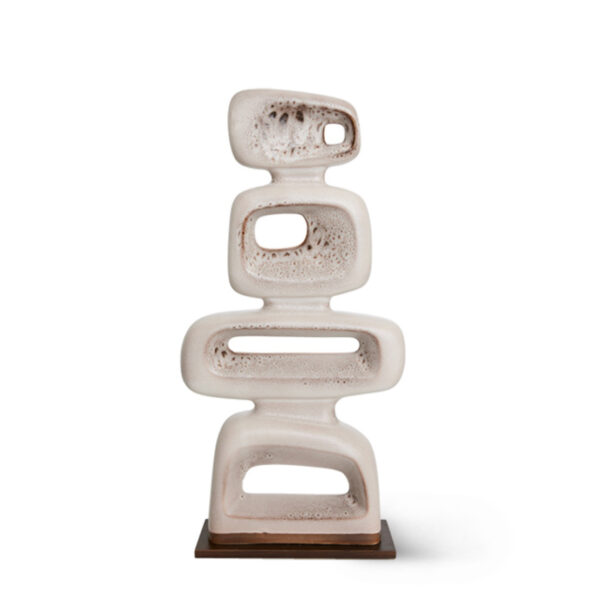 Sculpture totem en grès off white-brown  #Hkliving