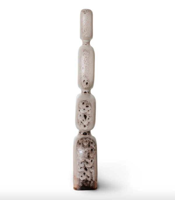 Sculpture totem en grès off white-brown  #Hkliving – Image 2