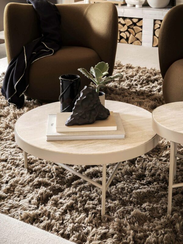 Table basse en travertin et métal by Fermliving